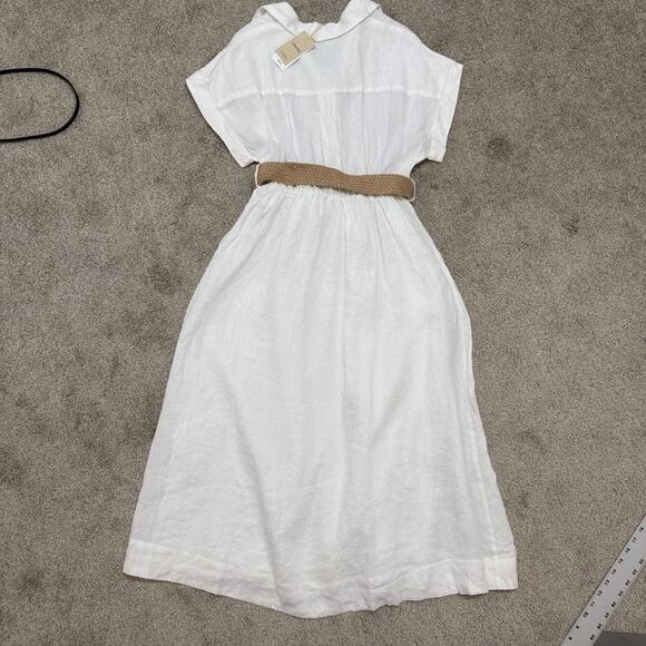 MNG medium Laia linen cap sleeve belted shirt midi dress D1 3066 - Picture 9 of 14